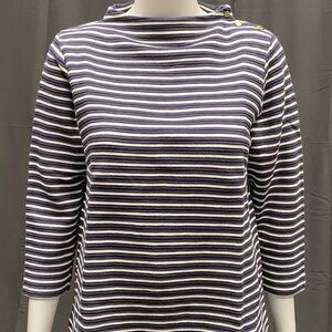 Pure Collection Navy White Stripped Tunic Top Size 8/10